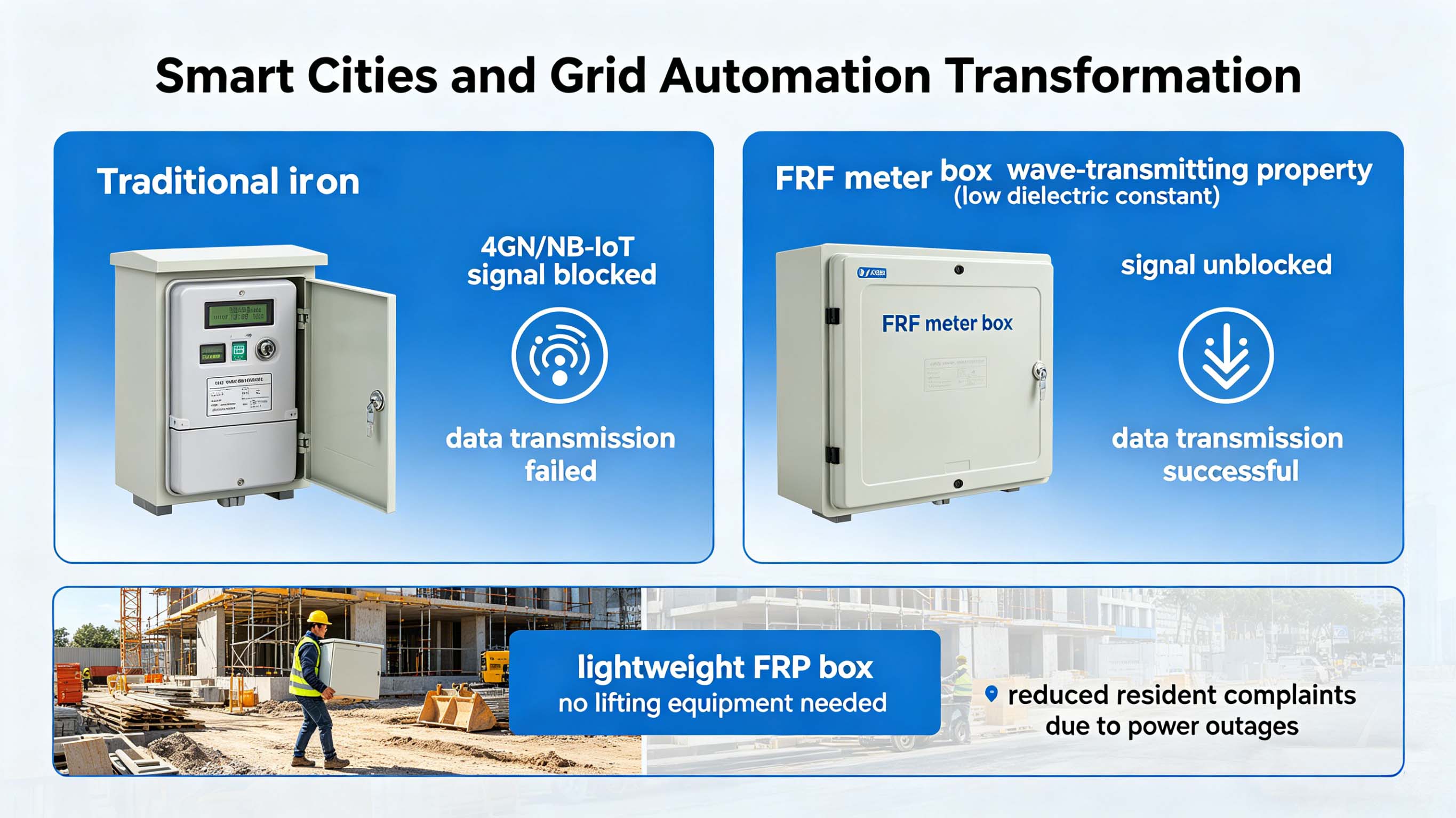 Шкаф электросчетчика из стеклопластика GFRP FRP для многоэтажной квартиры FT-EMCn-10