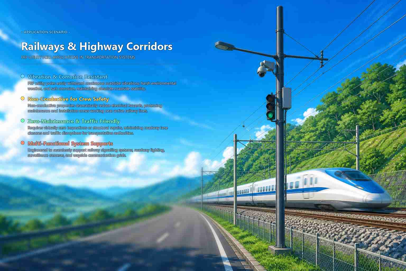 FRP Utility Pole Exporter for Coastal Projects Factory-Direct Supply
